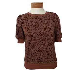 Nine West Brown and Black Animal Print Sweater Shirt
